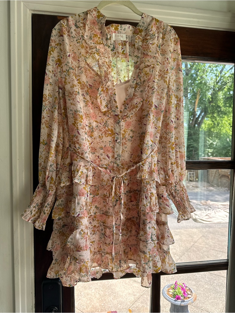Fate Pink Floral Ruffle Mini Dress